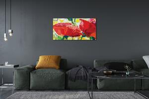 Obraz canvas červené kvety 100x50 cm