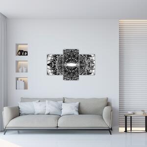 Obraz čiernobielych ornamentov (90x60 cm)