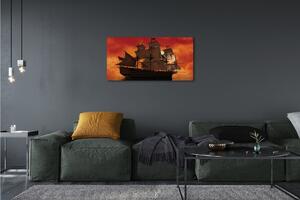 Obraz canvas Loď mora oranžová obloha 100x50 cm