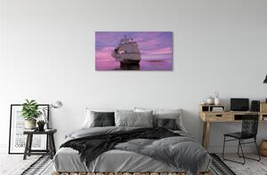 Obraz canvas Fialové neba ship sea 100x50 cm