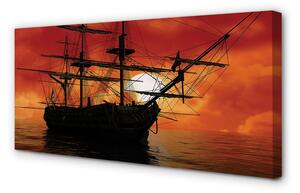 Obraz canvas Loď more neba mraky slnko 125x50 cm