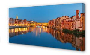 Obraz na plátne Italy River mosty budovy v noci 100x50 cm