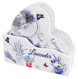 Podložky pod poháre Lavender Srdiečko (Drevené podložky pod poháre)