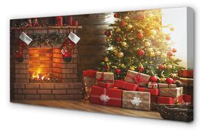 Obraz na plátne Krb Vianočné darčeky 100x50 cm