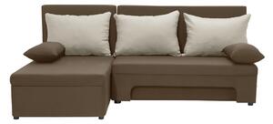Rohová pohovka s funkciou spania ERIS Tmavohnedá/krémová