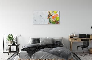 Obraz canvas Lososový olej jablko orechy 100x50 cm