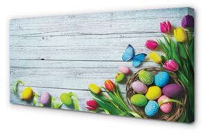 Obraz na plátne Eggs tulipány motýľ 100x50 cm