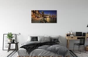 Obraz na plátne Nočná rieka mrakodrapy 100x50 cm
