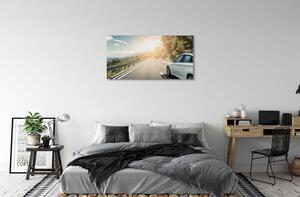 Obraz canvas Hory mraky auto cesty strom 100x50 cm