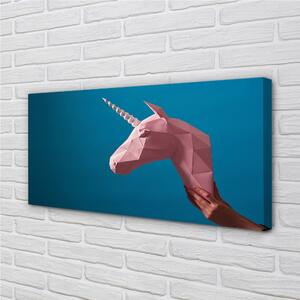 Obraz na plátne Ružový jednorožec origami 100x50 cm