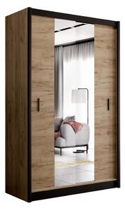 Šatní skriňa MIRO 150x215 cm dub craft/čierna so zrkadlom