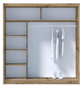Šatní skriňa so zrkadlom SABRINA 203x215 cm dub woltan