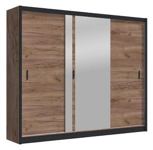 Šatní skriňa so zrkadlom SABRINA 250x215 cm dub craft