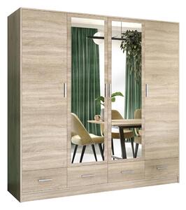 Šatní skriňa so zrkadlom SANNA 200x215 cm dub sonoma