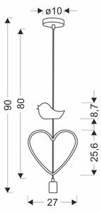 Detský luster na lanku HEART 1xE27/20W/230V ružová/biela