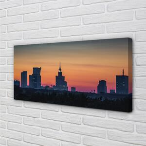 Obraz na plátne Sunset panorama Varšavy 125x50 cm