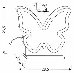 LED detská stolná lampa BUTTERFLY LED/14W/230V ružová
