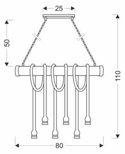 Luster na reťazi VINT 6xE27/40W/230V bambus