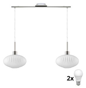 LED luster na lanku HARMA 2xE27/60W/230V matný chróm/biela