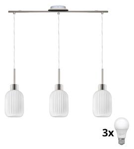 LED luster na lanku HARMA 3xE27/60W/230V matný chróm/biela