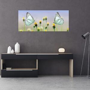 Obraz motýľov na kvetine (120x50 cm)