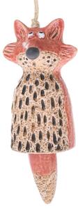 Keramický závesný zvonček Líška, 6,7 x 12,3 x 6,4 cm