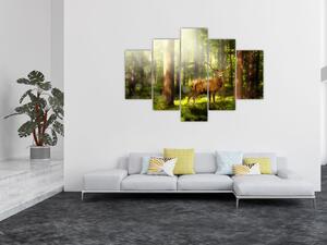 Obraz jeleňa v lese (150x105 cm)