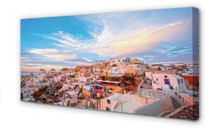 Obraz na plátne Grécko panorámu mesta západ slnka 100x50 cm