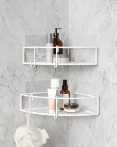 Biele rohové samodržiace oceľové kúpeľňové poličky 2 ks Cubiko – Umbra