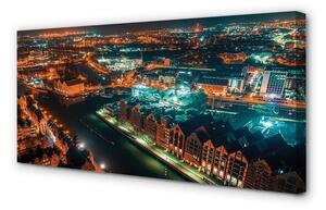 Obraz na plátne Gdańsk River nočné panorama 100x50 cm