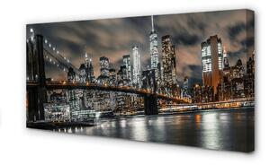 Obraz na plátne Most v noci panorama 100x50 cm