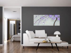 Obraz - Fialový dážď (120x50 cm)