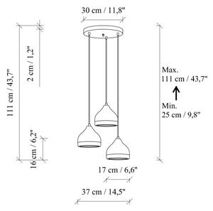 Závesný luster na lanku YILDO 3xE27/40W/230V čierna/zlatá