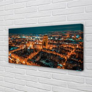 Obraz na plátne Nočná panoráma Gdansku kostola 100x50 cm