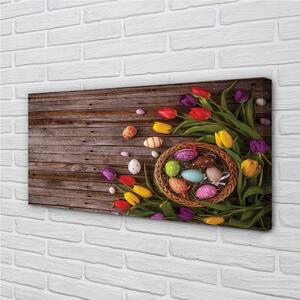 Obraz na plátne Vajíčka tulipány dosky 100x50 cm