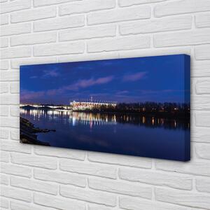 Obraz na plátne Varšavský štadión river most v noci 100x50 cm