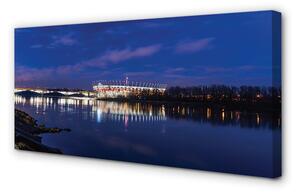 Obraz na plátne Varšavský štadión river most v noci 100x50 cm