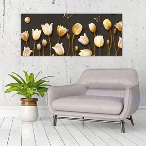 Obraz - Tulipány - abstraktné (120x50 cm)