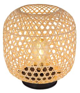 Globo Lighting Solárna lampa bambusová hnedá, kovová hnedá, tlačidlová, batéria AA 600mAh 1,2V, IP44, okrúhla stolová lampa, ø: 235mm, V: 270mm, vrátane LED 0,06W 3V, 3000K