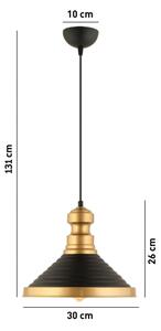 Závesný luster na lanku MONZA 1xE27/40W/230V, priemer 30 cm, čierna/zlatá