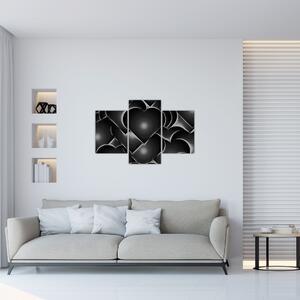Obraz čierno-bielych sŕdc (90x60 cm)