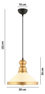 Elegantné závesné svietidlo na kábli MONZA 1xE27/40W/230V, priemer 30 cm, krémová/zlatá