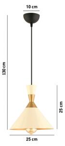 Luster na lanku MONZA 1xE27/40W/230V pr. 25 cm krémová/zlatá