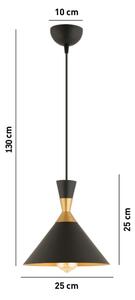 Závesný luster MONZA na lanku 1xE27/40W/230V pr. 25 cm čierna/zlatá