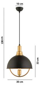 Luster na lane MONZA 1xE27/40W/230V priemer 30 cm čierna/zlatá