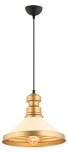 Elegantné závesné svietidlo na kábli MONZA 1xE27/40W/230V, priemer 30 cm, krémová/zlatá