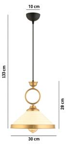 Závesné svietidlo MONZA na kábli, 1xE27/40W/230V, priemer 30 cm, krémová/bronzová