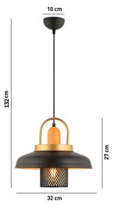 Závesný luster na lanku MONZA 1xE27/40W/230V pr. 32 cm čierna/zlatá