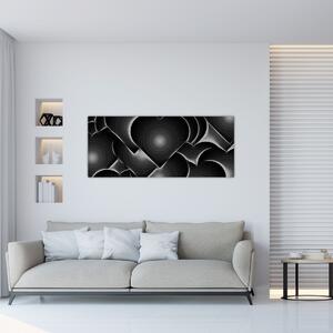 Obraz čierno-bielych sŕdc (120x50 cm)