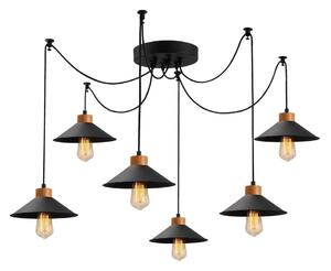 Luster na lanku MANAVGAT 6xE27/40W/230V pavúk čierna/hnedá